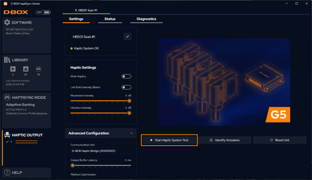 Start Haptic System Test